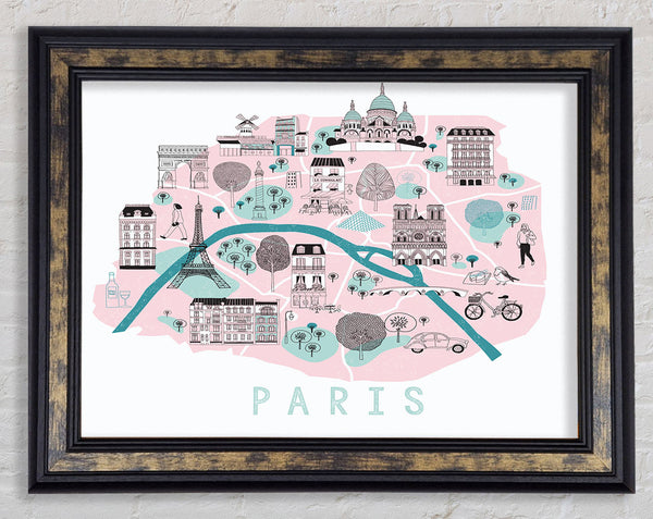 Little Map Of Paris Framed Print