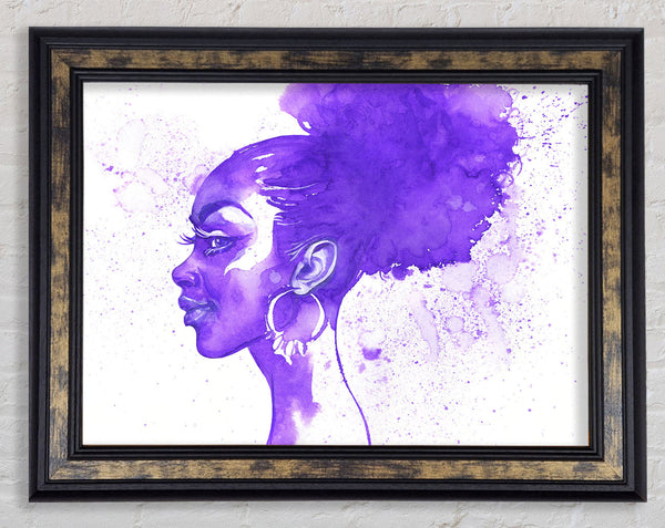 Purple Ink Drawing Face Framed Print