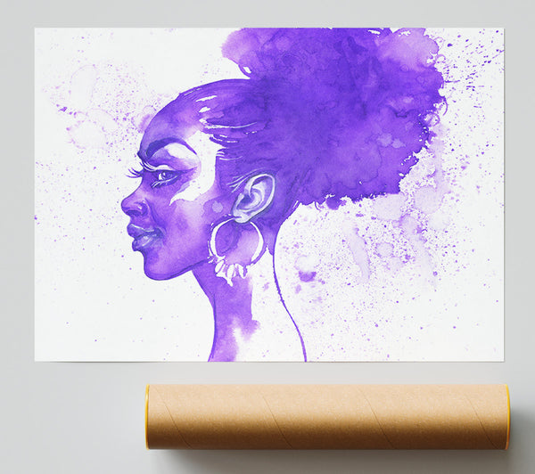 Purple Ink Drawing Face Giclee Print