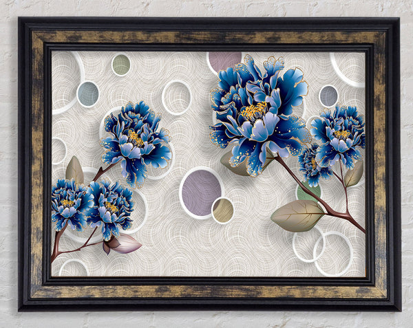 Blue Stunning Flower Circles Framed Print