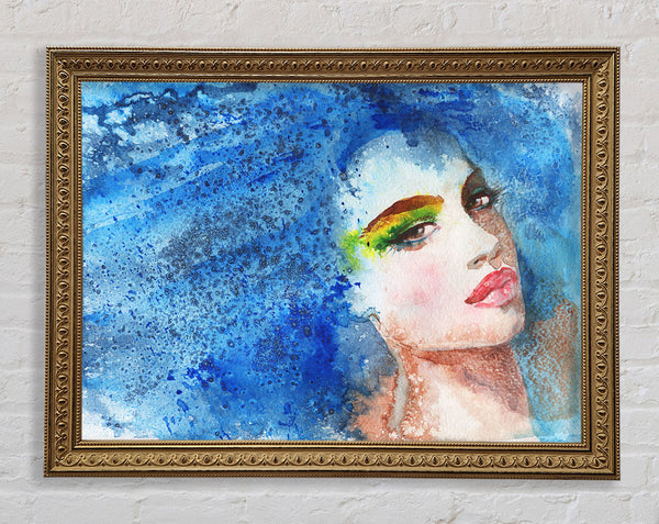 Frau mit blauen Haaren