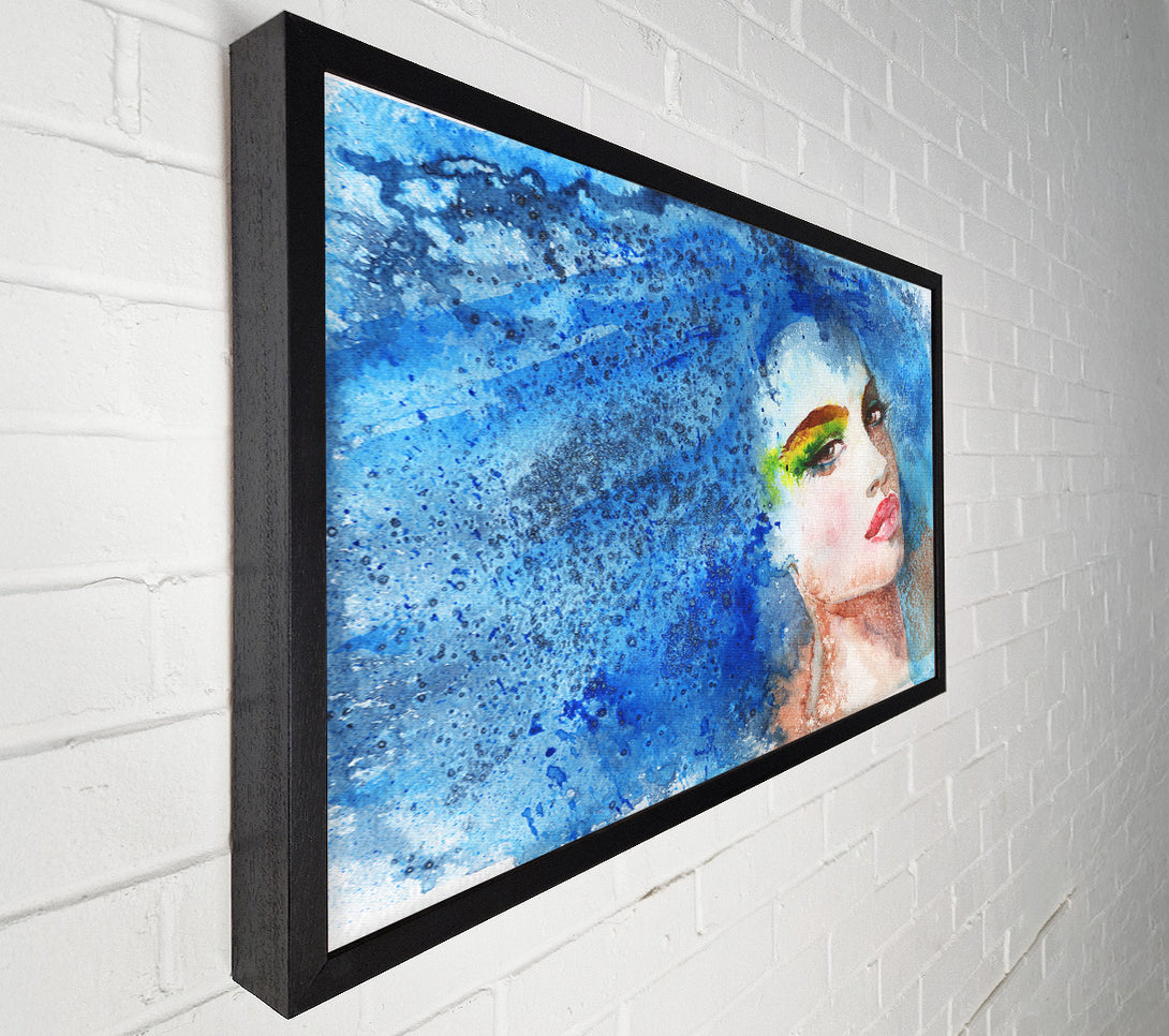  A Canvas Print of Blue Haired Woman Canvas Print