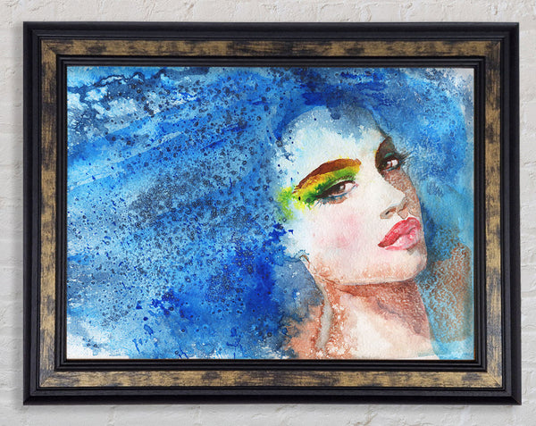 Blue Haired Woman Framed Print
