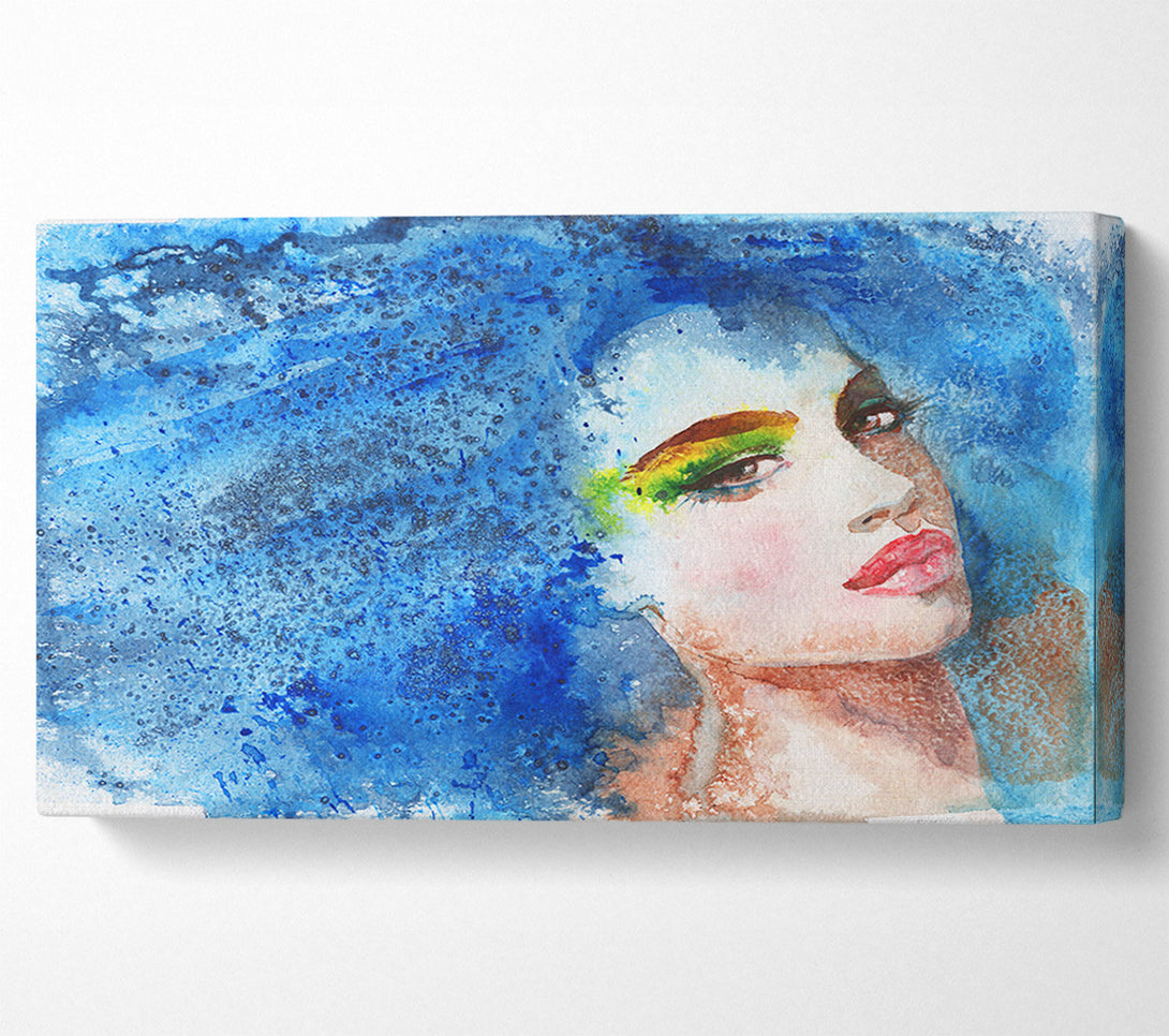  A Canvas Print of Blue Haired Woman Canvas Print