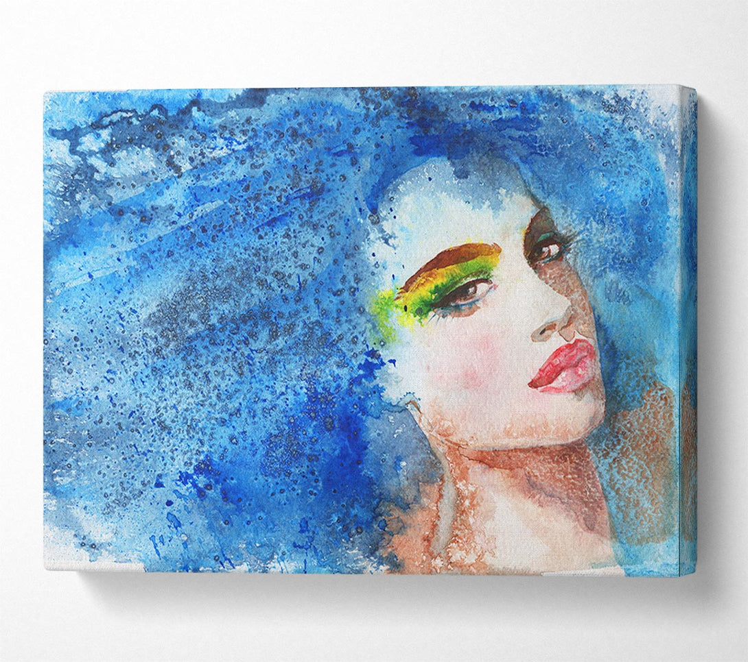  A Canvas Print of Blue Haired Woman Canvas Print