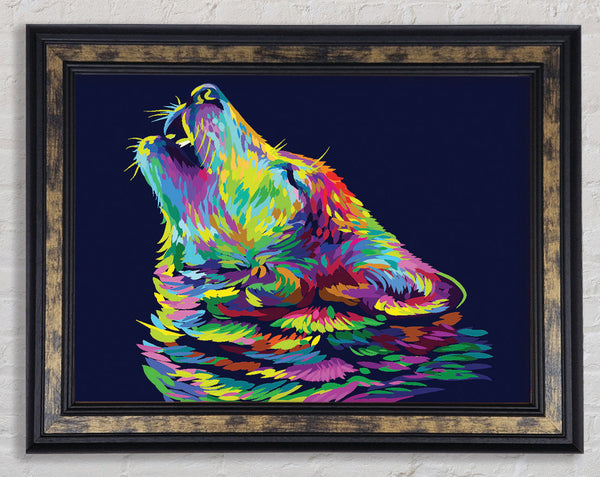 Howling Wolf In Colour Framed Print