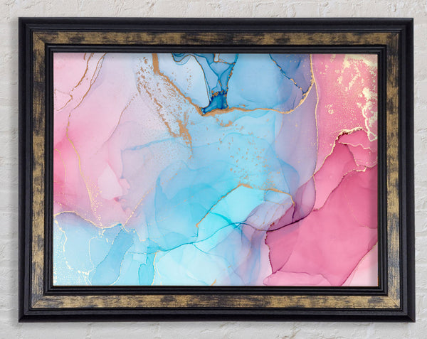 Pink And Blue Fusion Glitter Framed Print