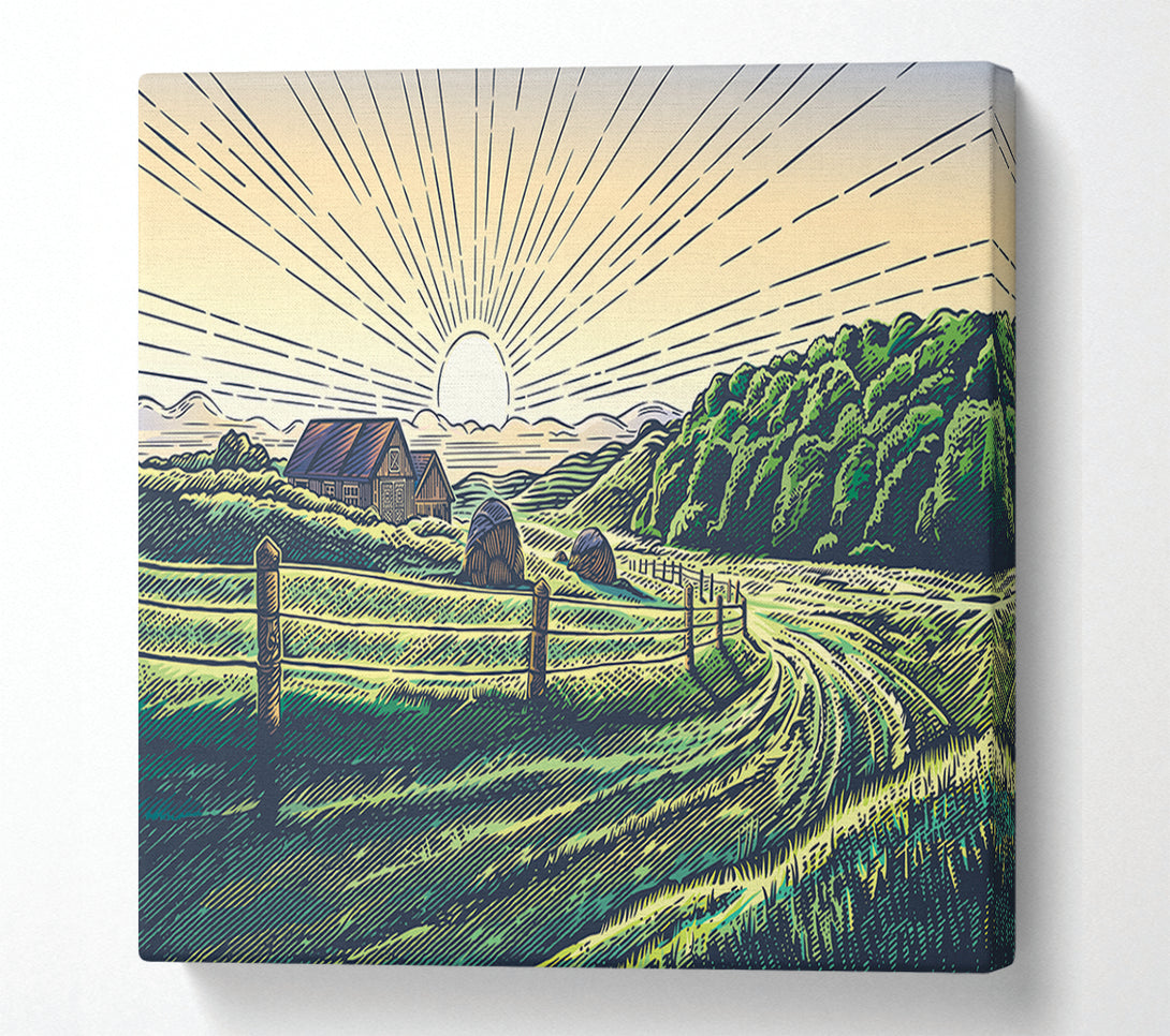  A Canvas Print of Stunning Line Sun Canvas Wall Art