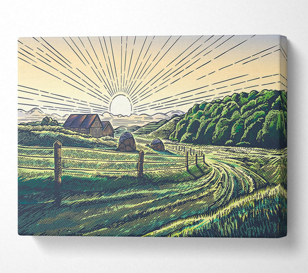  A Canvas Print of Stunning Line Sun Canvas Wall Art