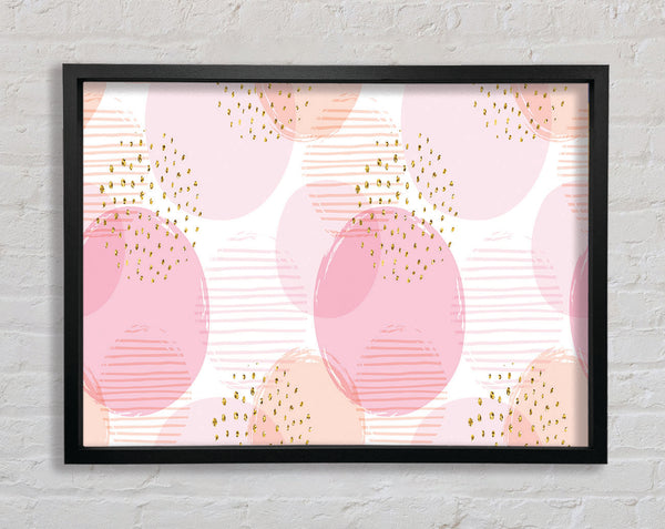 Peach Circles And Dots Framed Print