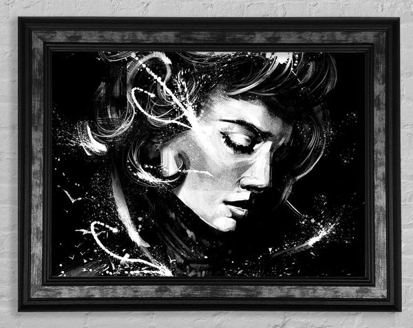 In The Dark Looking Down Woman Framed Print