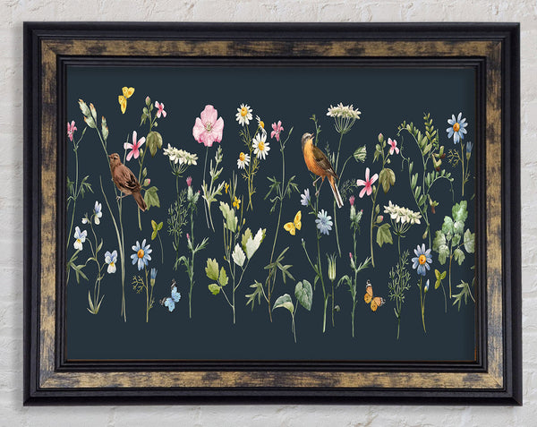 Flowers In The Dark Framed Print