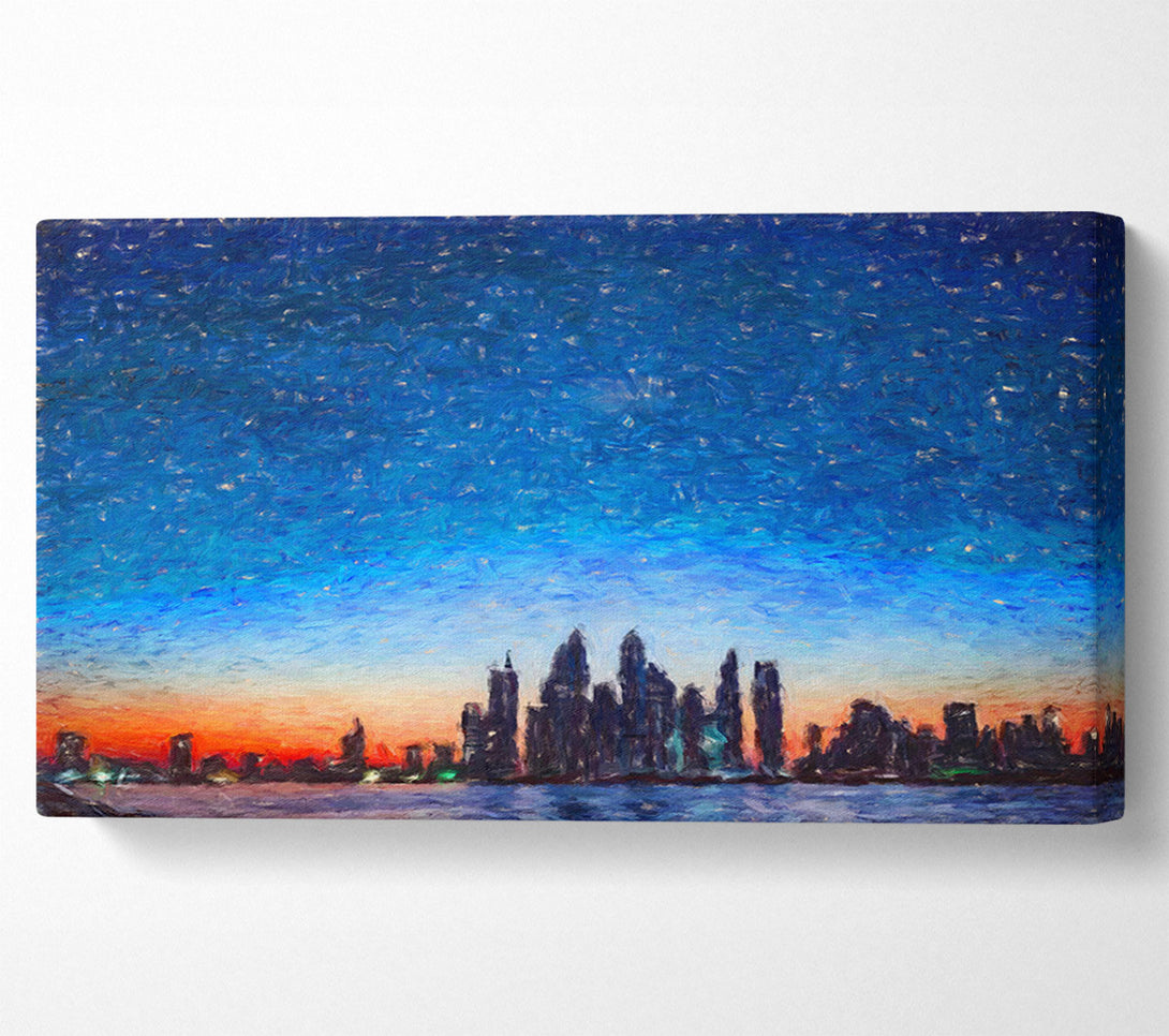  A Canvas Print of The City Skyline At Dawn Canvas Art