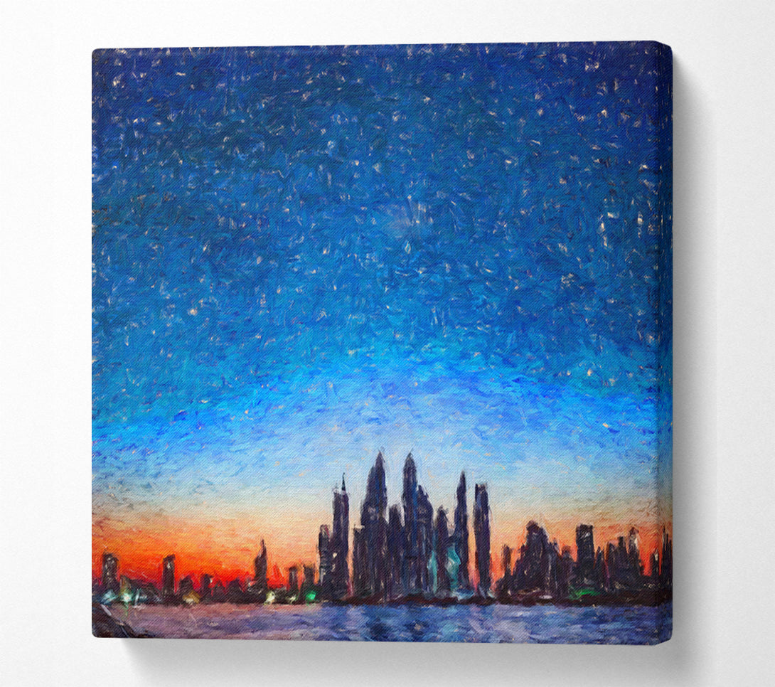  A Canvas Print of The City Skyline At Dawn Canvas Art