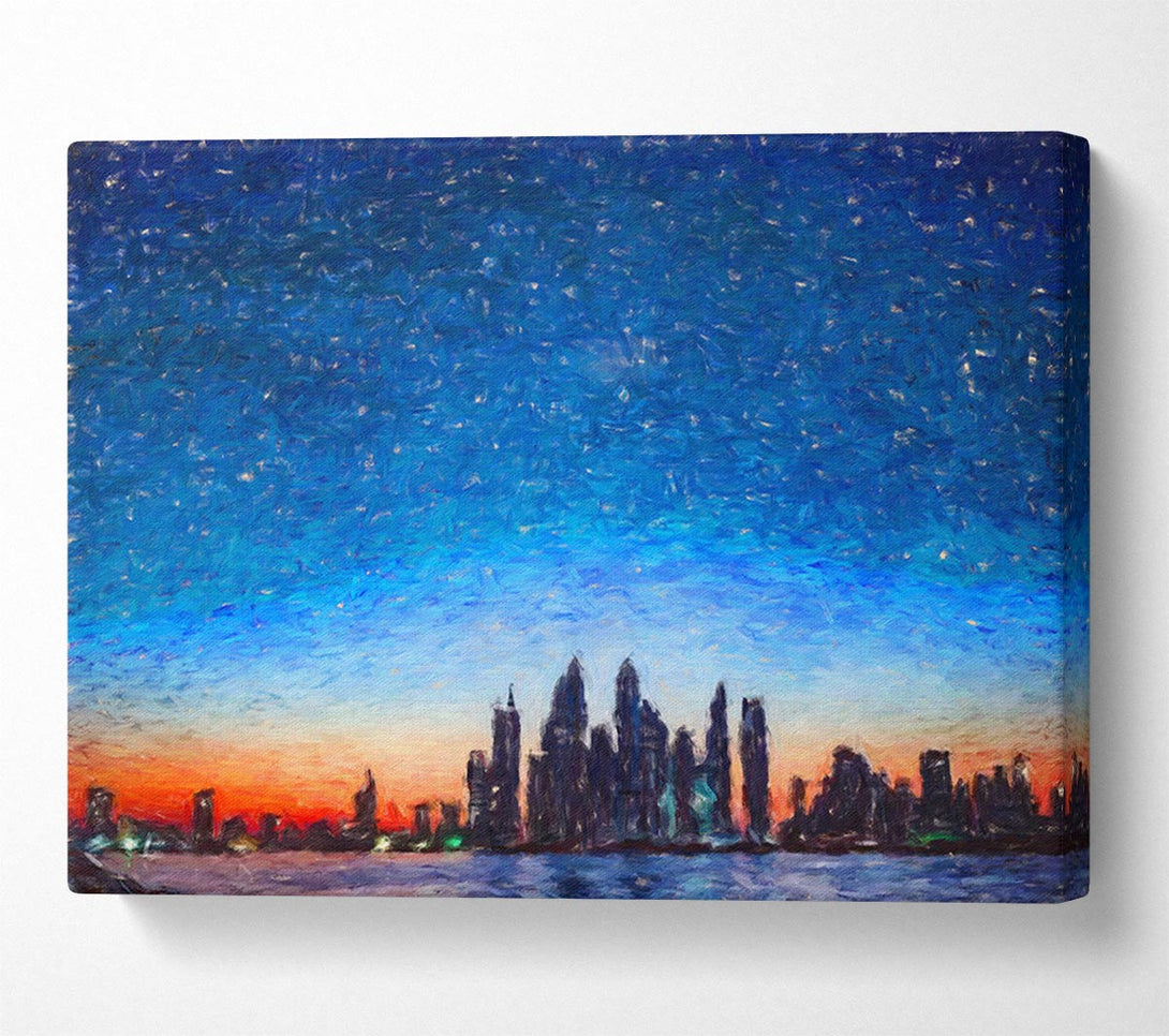 A Canvas Print of The City Skyline At Dawn Canvas Art