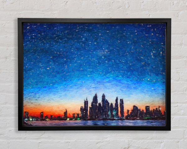 The City Skyline At Dawn Framed Print