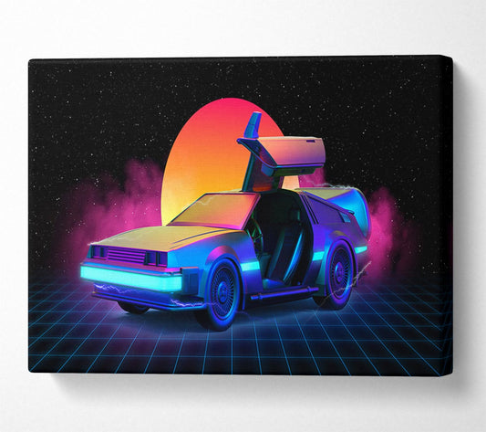 Delorean Smoke Sunrise Canvas Wall Art