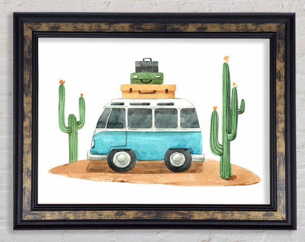Vw Camper Cactus Framed Print