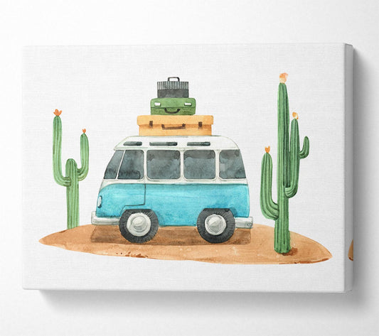 Vw Camper Cactus Canvas Wall Art
