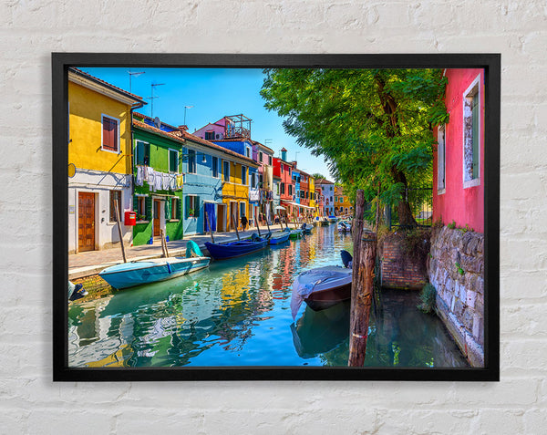 The Boats In The Village Framed Print
