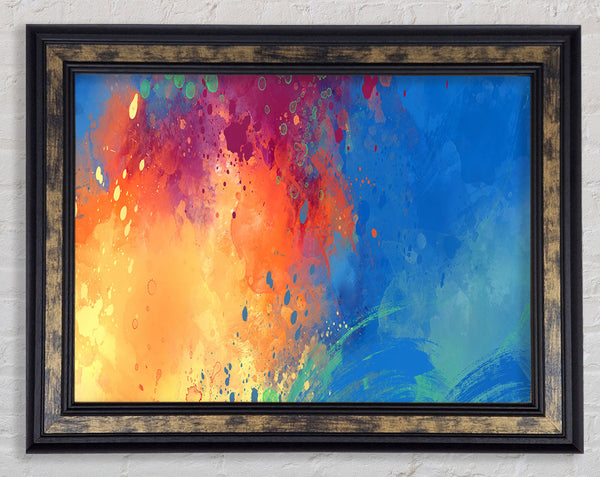 Explosion Of Water And Lava Framed Print