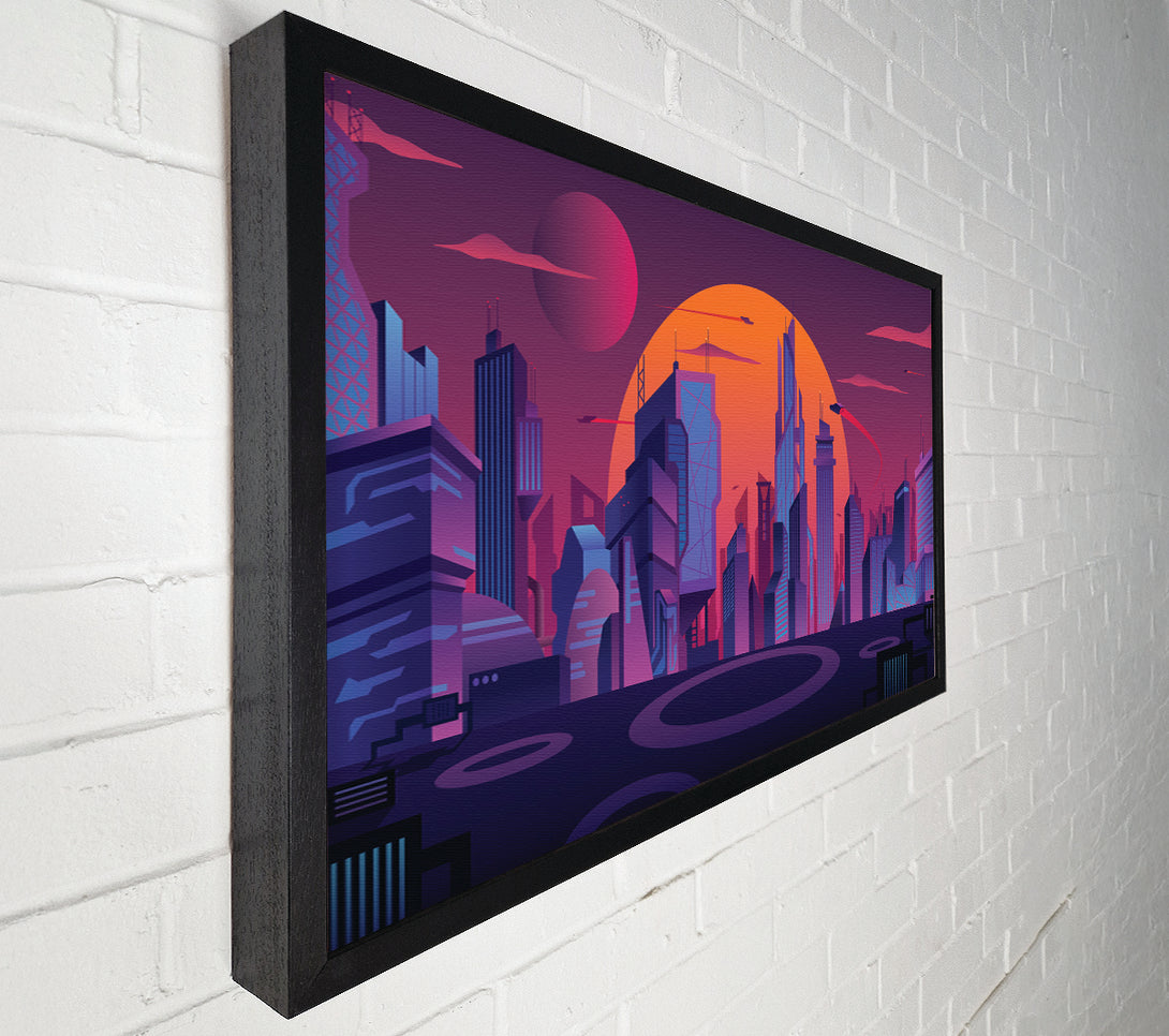  A Canvas Print of The Sun Behind The City Canvas Print