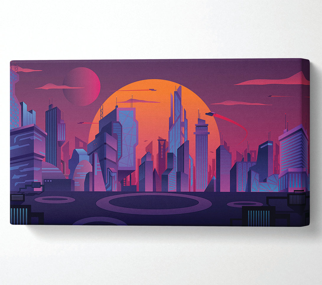  A Canvas Print of The Sun Behind The City Canvas Print
