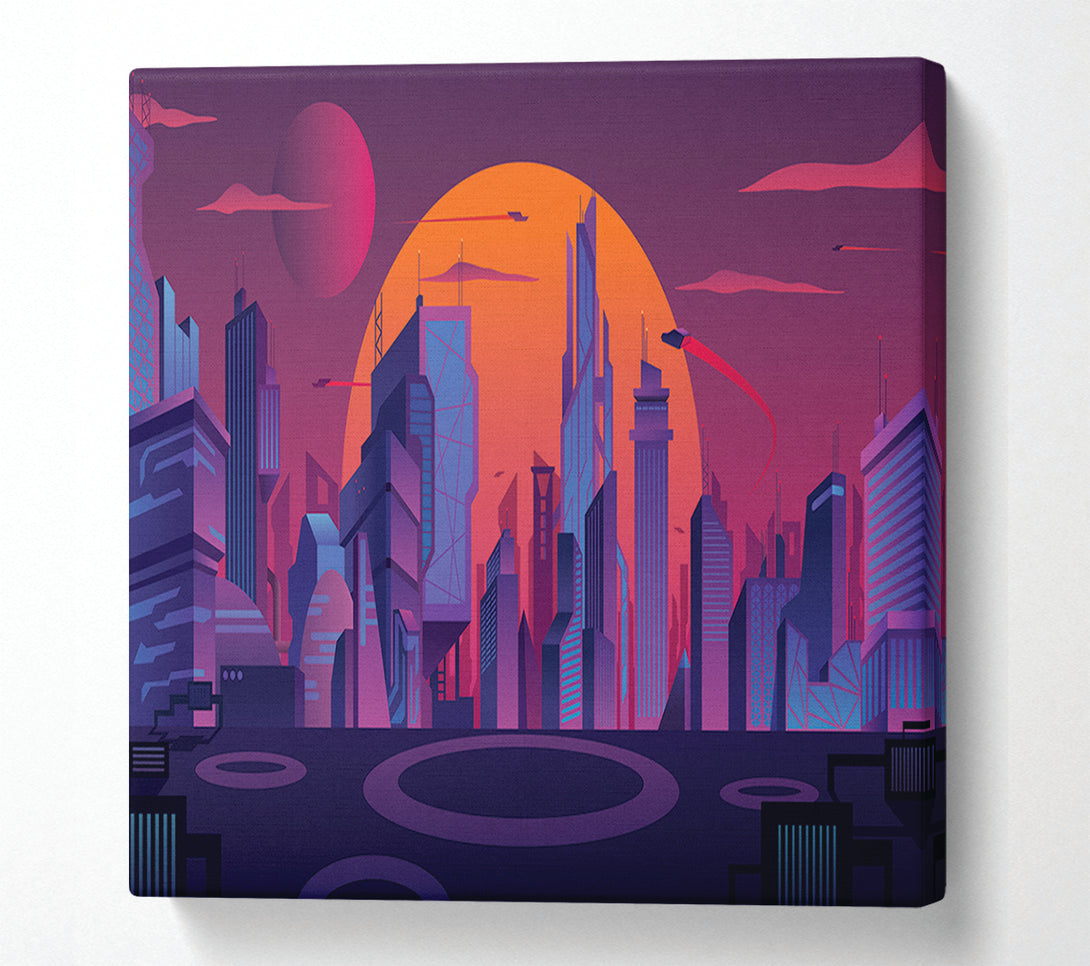  A Canvas Print of The Sun Behind The City Canvas Print
