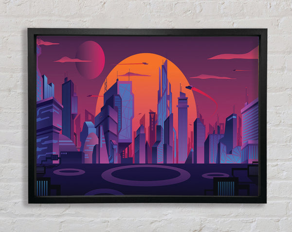 The Sun Behind The City Framed Print