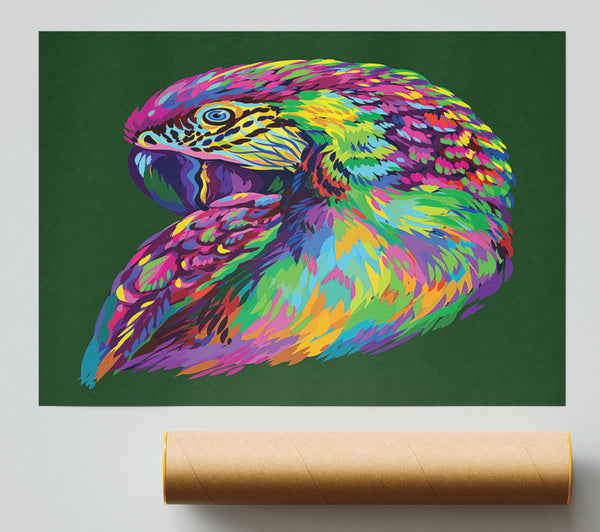 The Parrot On Green Print