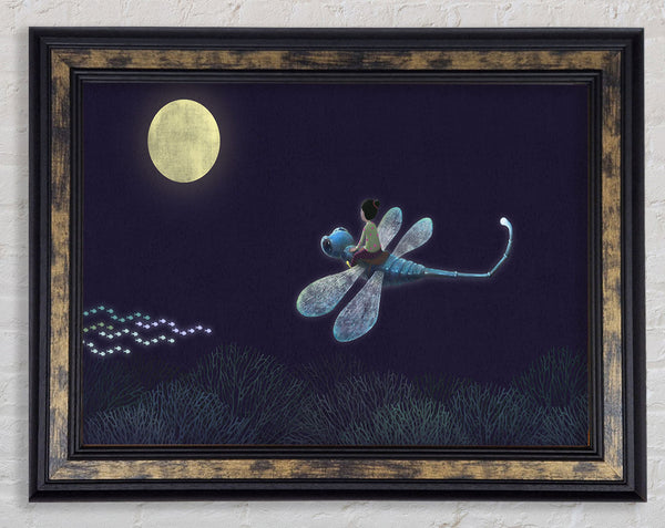 Riding On The Dragonfly Framed Print