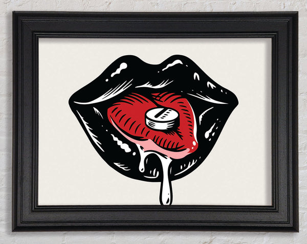 Black Lips Pill Framed Print