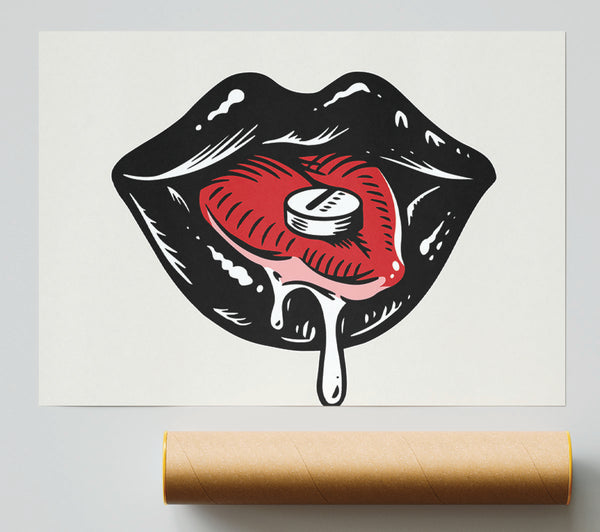 Black Lips Pill Giclee Print