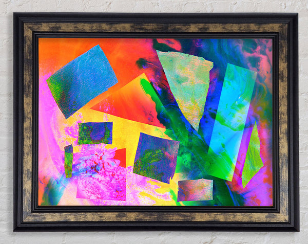 Neon Shapes In Paint Framed Print