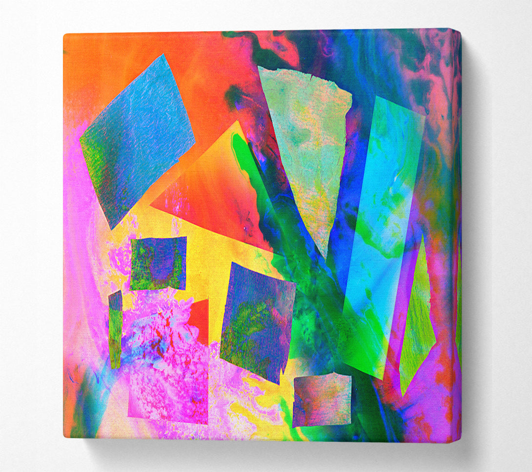  A Canvas Print of Neon Shapes In Paint Canvas Wall Art