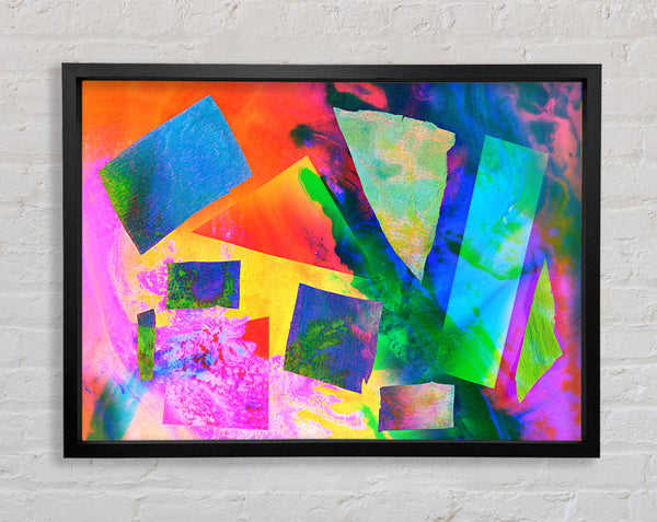 Neon Shapes In Paint Framed Print