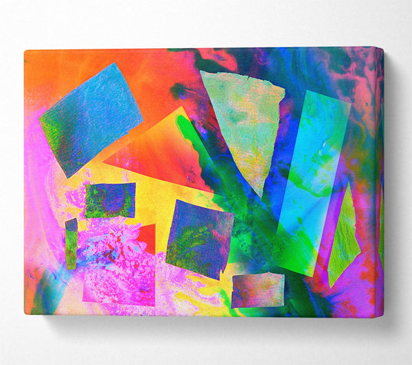  A Canvas Print of Neon Shapes In Paint Canvas Wall Art