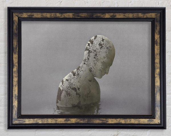 Eroded Statue In Water Framed Print