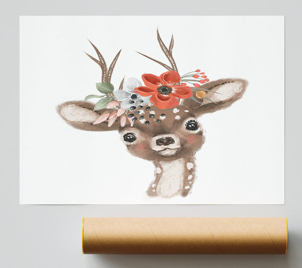The Little Floral Deer Poster