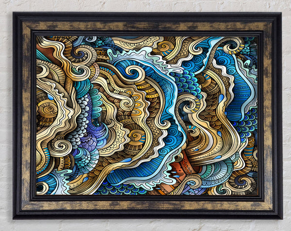 Ripples And Swirly Dots Framed Print