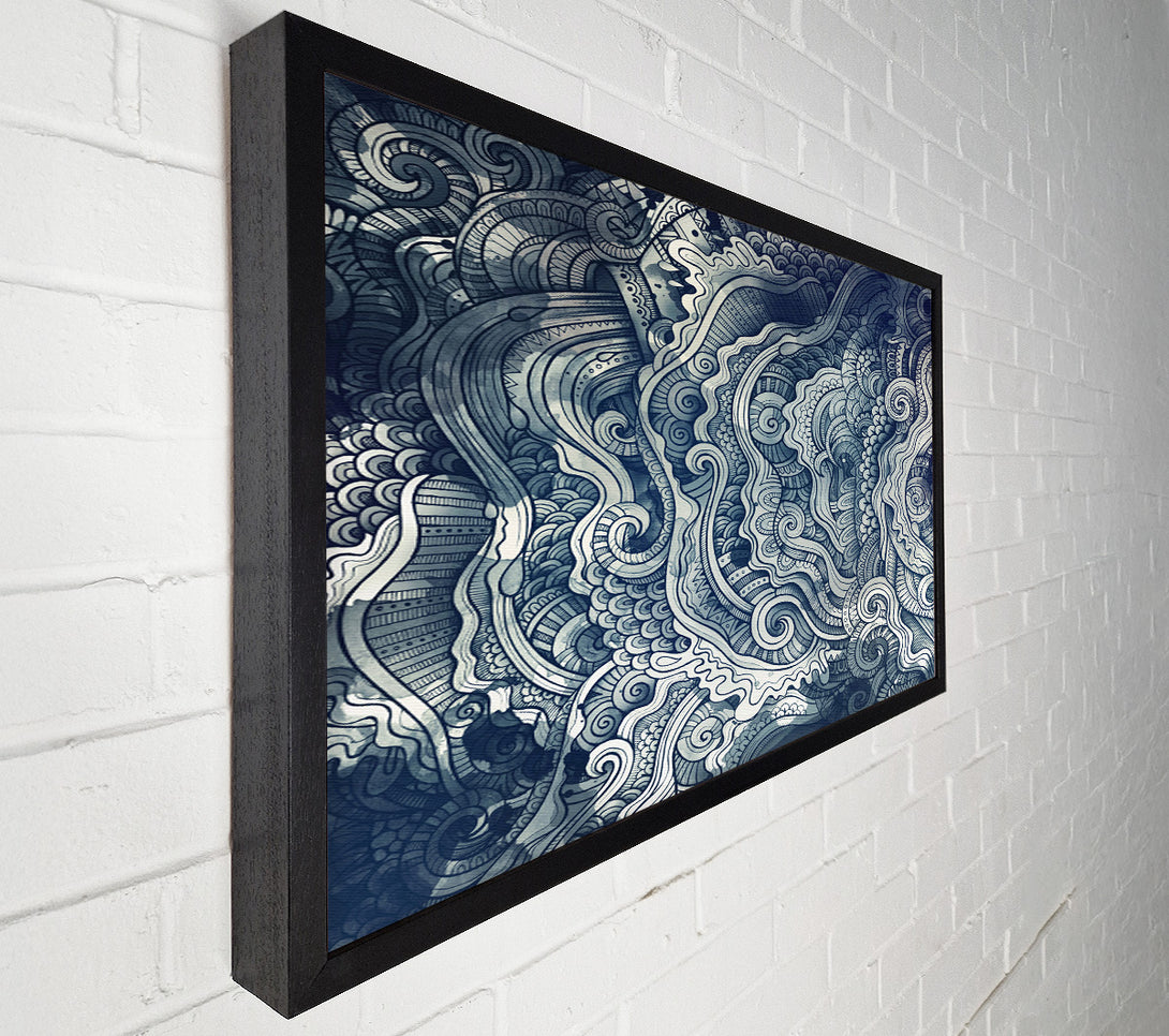  A Canvas Print of Ripples And Swirly Dots Blue Canvas Wall Art