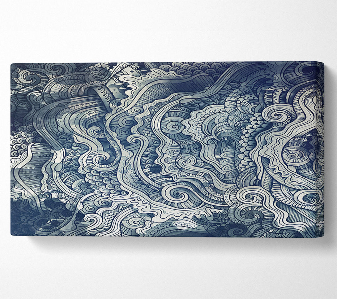  A Canvas Print of Ripples And Swirly Dots Blue Canvas Wall Art