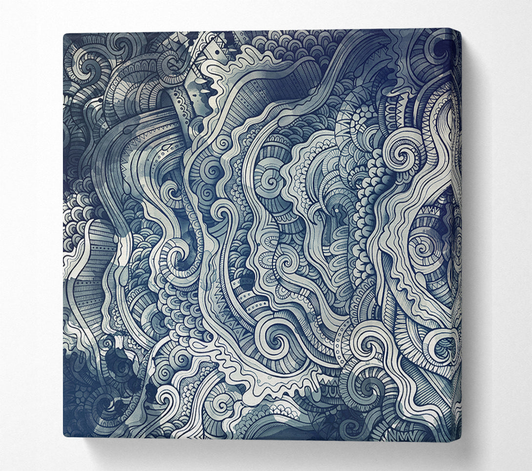  A Canvas Print of Ripples And Swirly Dots Blue Canvas Wall Art