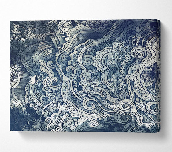  A Canvas Print of Ripples And Swirly Dots Blue Canvas Wall Art