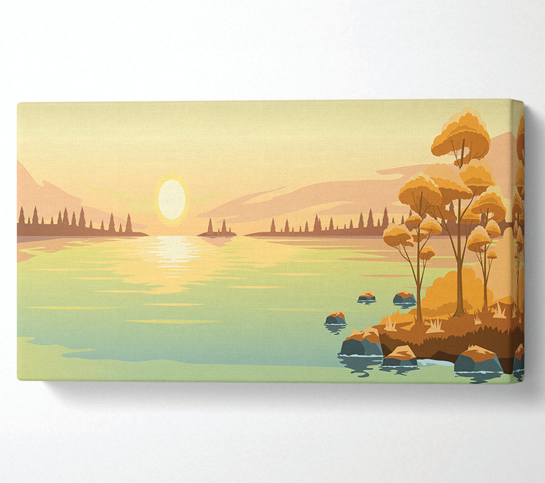  A Canvas Print of The Sun Sets On The Lake Canvas Wall Art