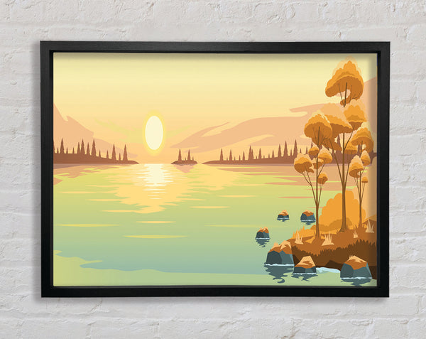 The Sun Sets On The Lake Framed Print