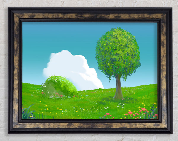 The Round Tree Summer Skies Framed Print