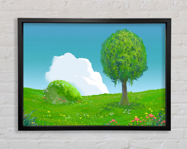 The Round Tree Summer Skies Framed Print