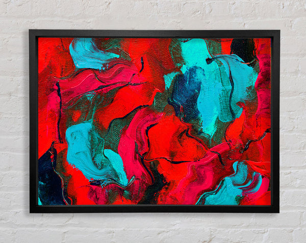 The Red And Blue Splodge Framed Print