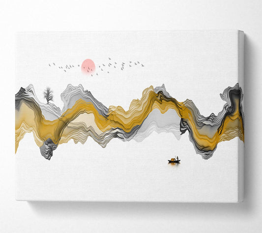 Mountain Curves Red Sunset Canvas Wall Art